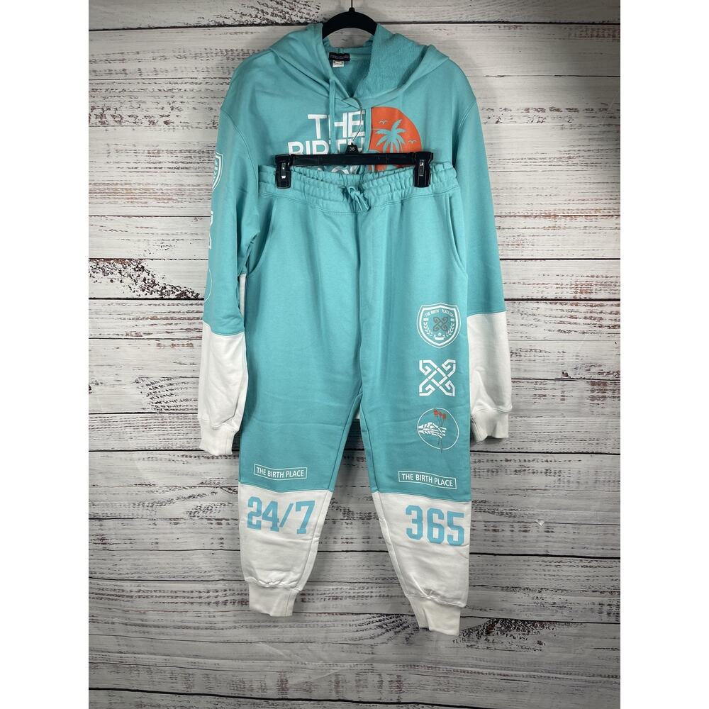 The Birth Place Sweatshirt Set Men's Medium Hoodie Joggers 24/7 365 USA